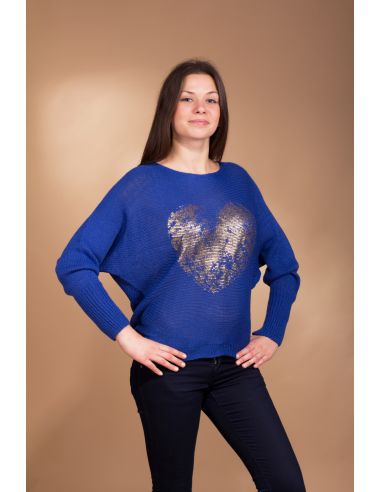 Ženski pleteni pulover Love ljubičasti