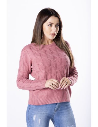 Ženski pleteni pulover Ramona M83049 ružičast