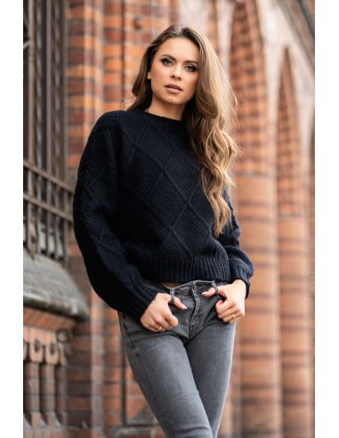 Ženski pleten pulover Xmasin Black